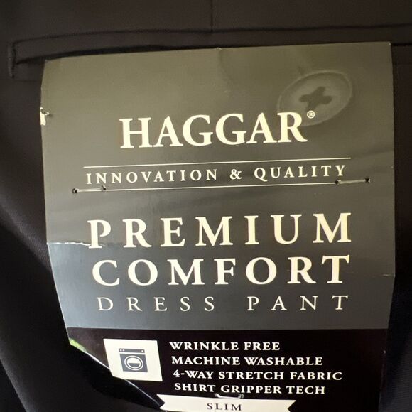 Haggar Premium Flex Dress Pant Sz 38x32 Black Slim Fit Stretch Wrinkle Free NWT - Picture 5 of 11